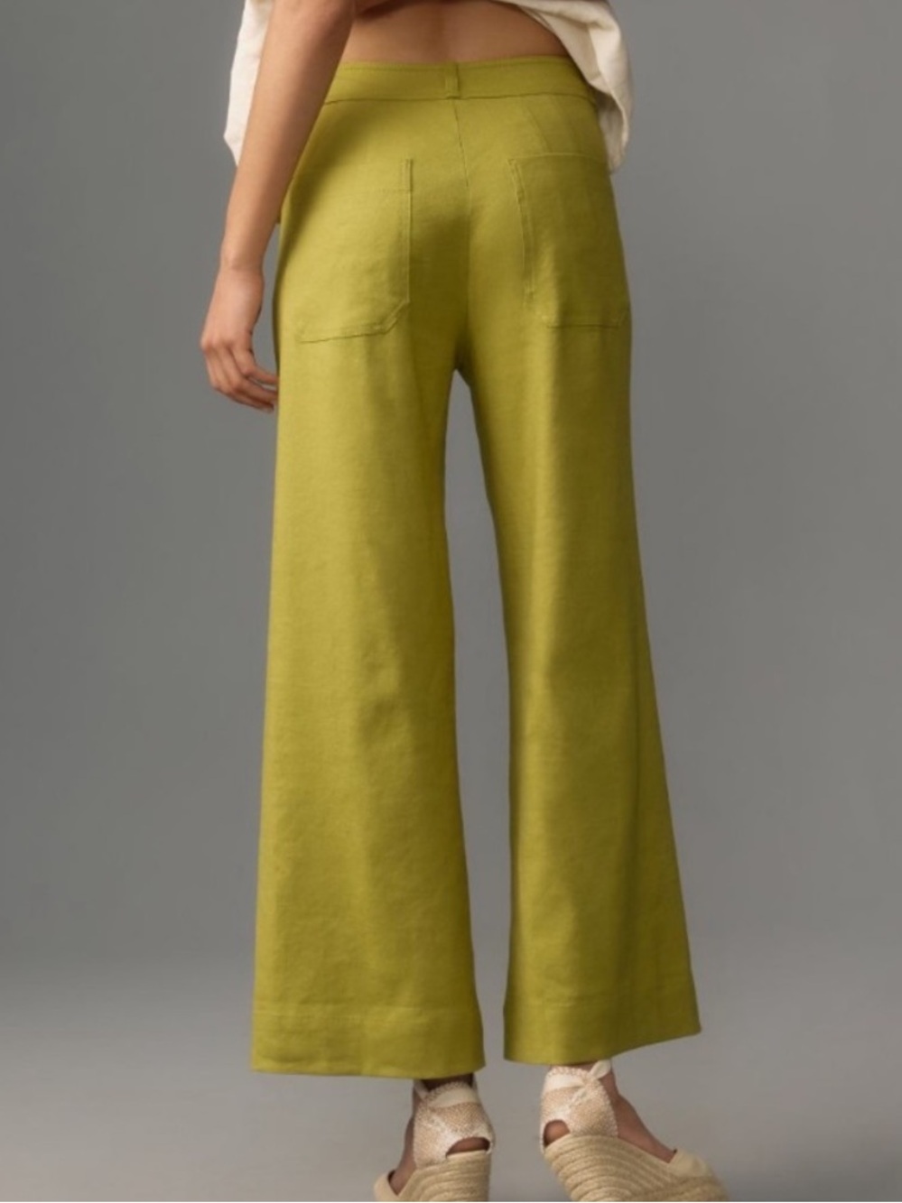 Anthropologie Ettie High-Rise Crop Wide-Leg Pants by Maeve: Linen Edition holly - Picture 3 of 11